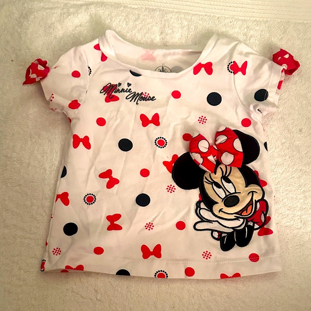 Disney Minnie Mouse Polka Dot Kids Tee - White and Red - 18m